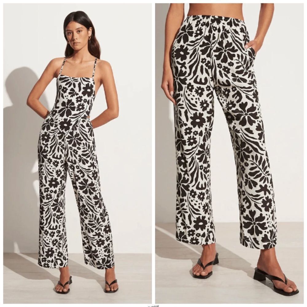 Revolve Faithfull the Brand Pallenburg Black and White Floral Wide Leg Pants